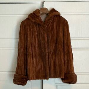 Elegant Brown Genuine Fur Coat